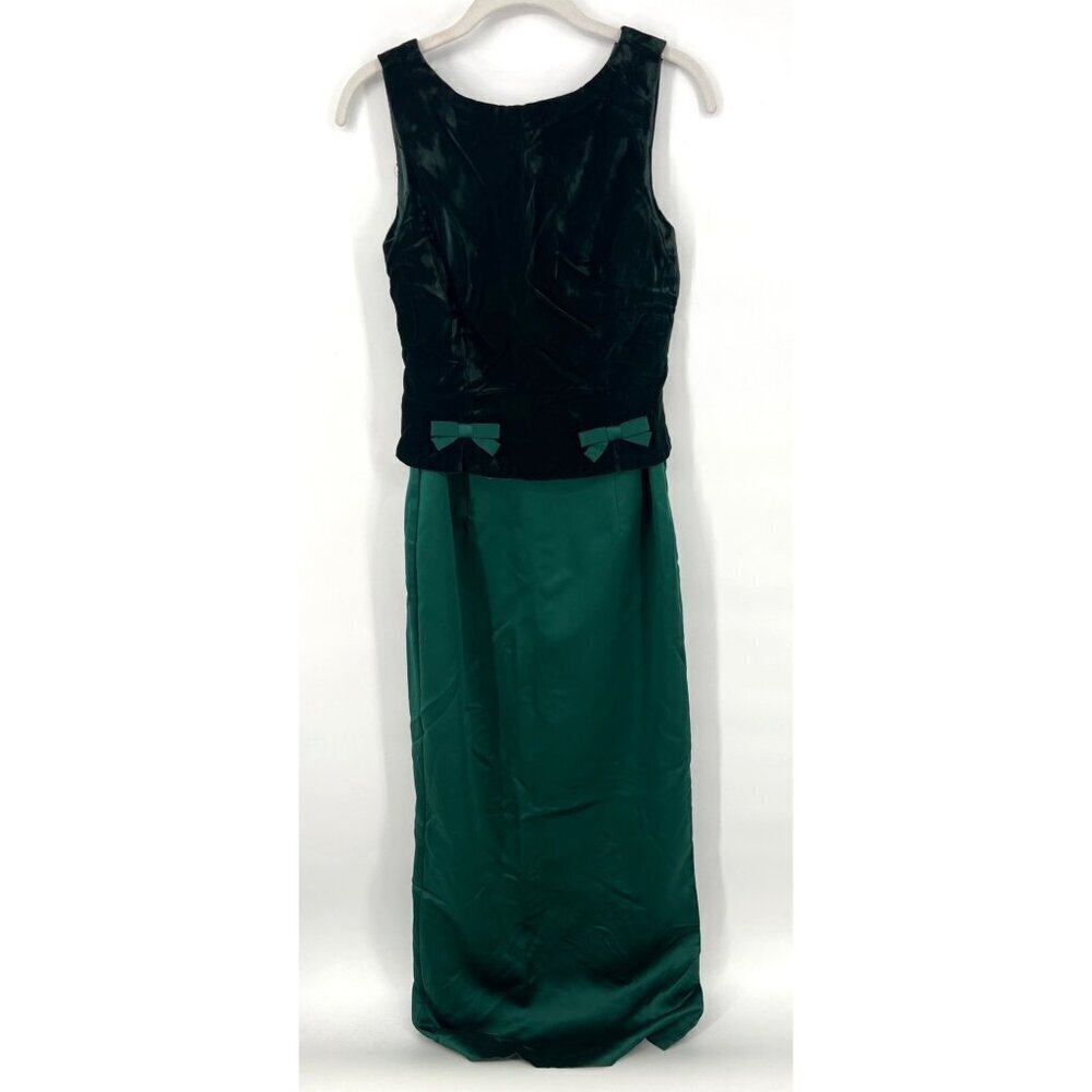 Vintage Jessica McClintock Bridal Velour Holiday Green Maxi dress Size 6